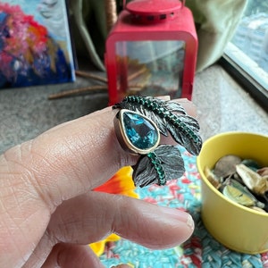 Vintage Pure 925 Silver Blue Topaz Ring