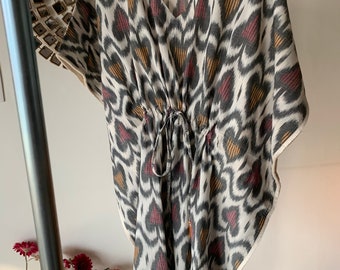 Short Ikat Print Kaftan Dress