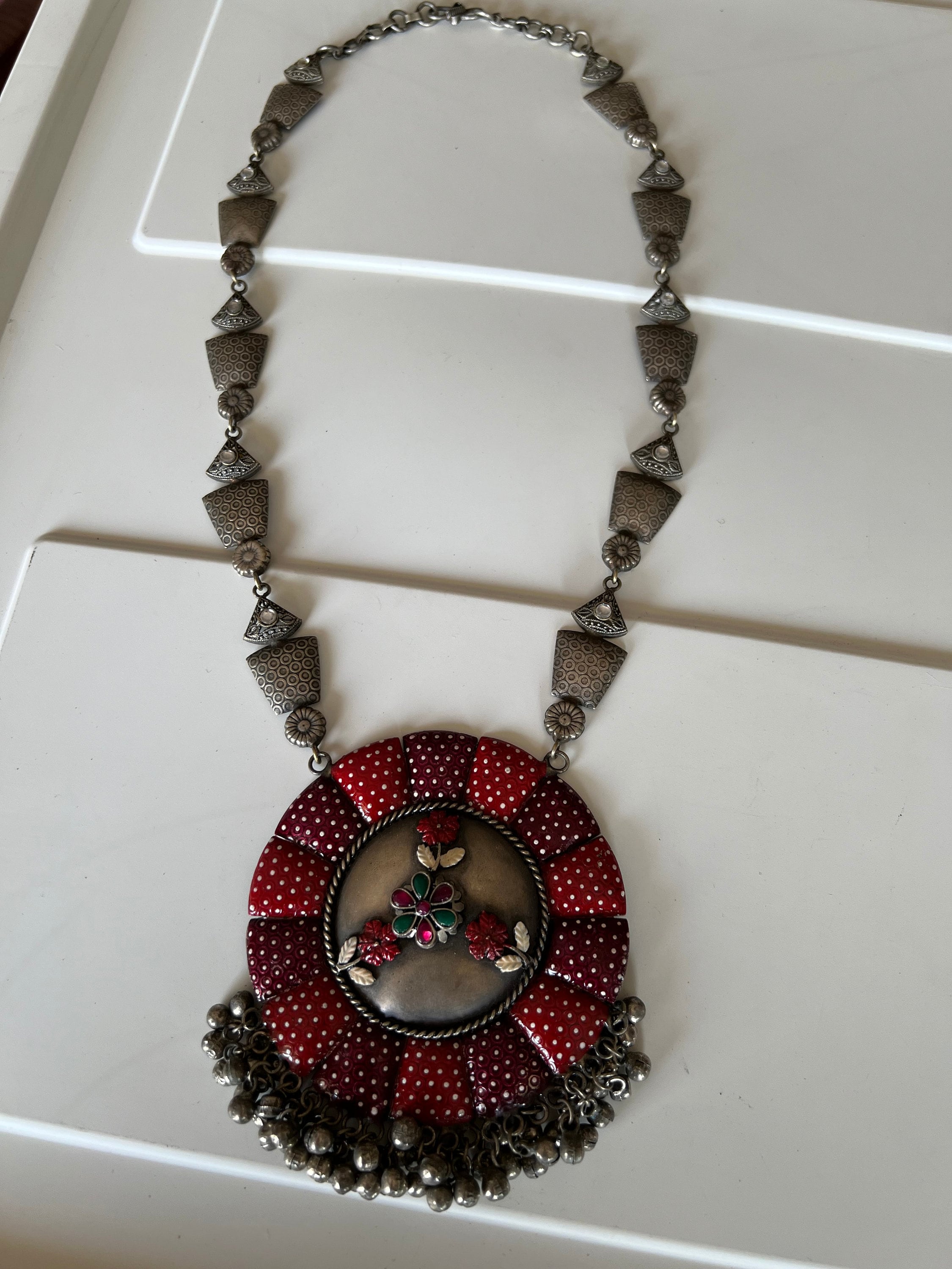 Pendentif Ancien En émail Bleu De Créateur - Bijou Vintage - État Occasion à Vérifier