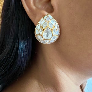 Pure 925 Silver MOP Kundan Studs