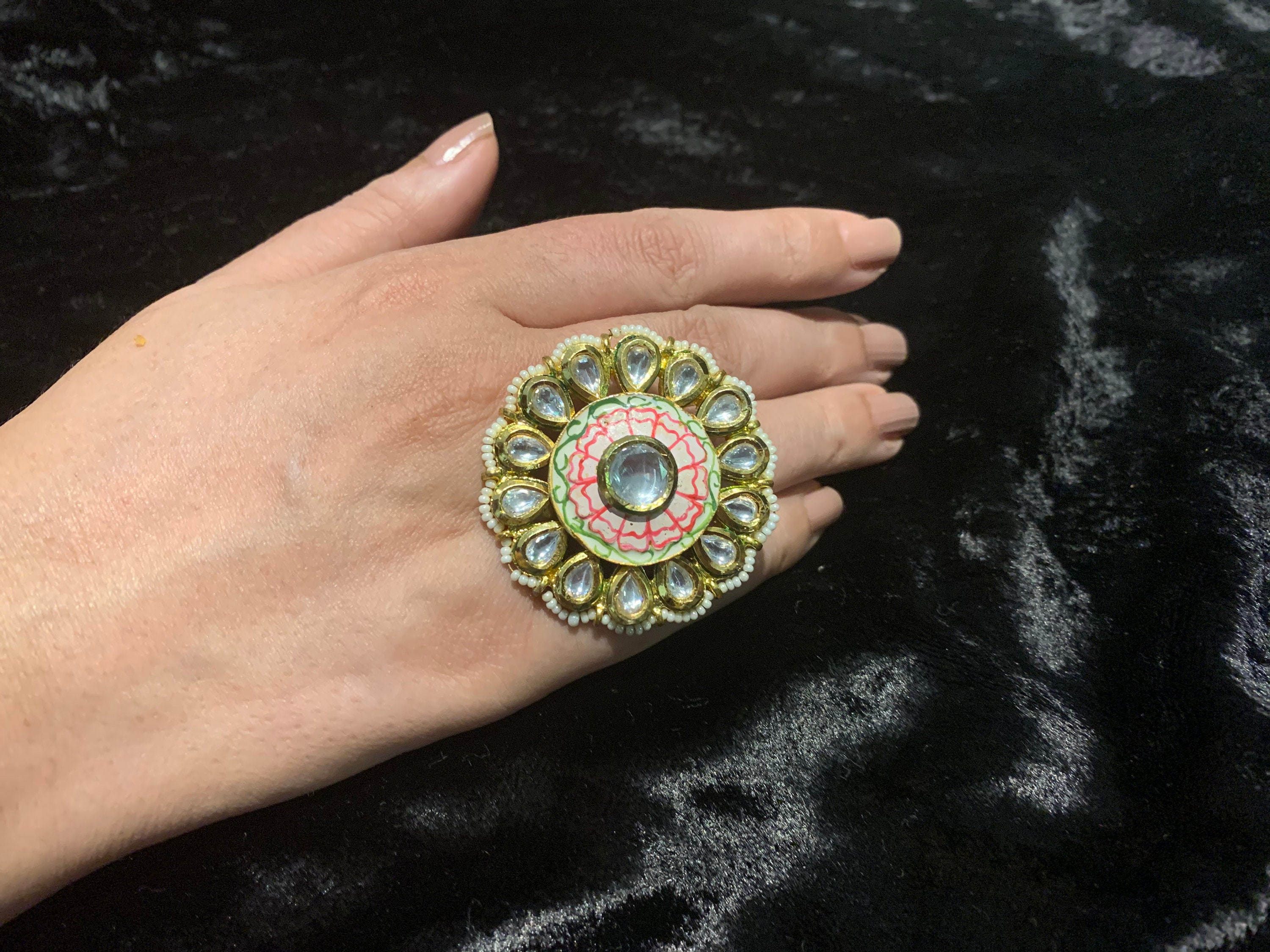 Indian Bridal Ring,kundan Wedding Ring,punjabi Bridal Ring,imitation Bridal  Ring,polki Ring,kundan Ring,statement Ring,indian Kundan Jewelry - Etsy