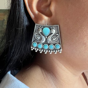 Antique Peacock Earrings/ Handcrafted Studs/ Indian Studs/ Brass Studs/ Antique Studs/ Oxidised Studs