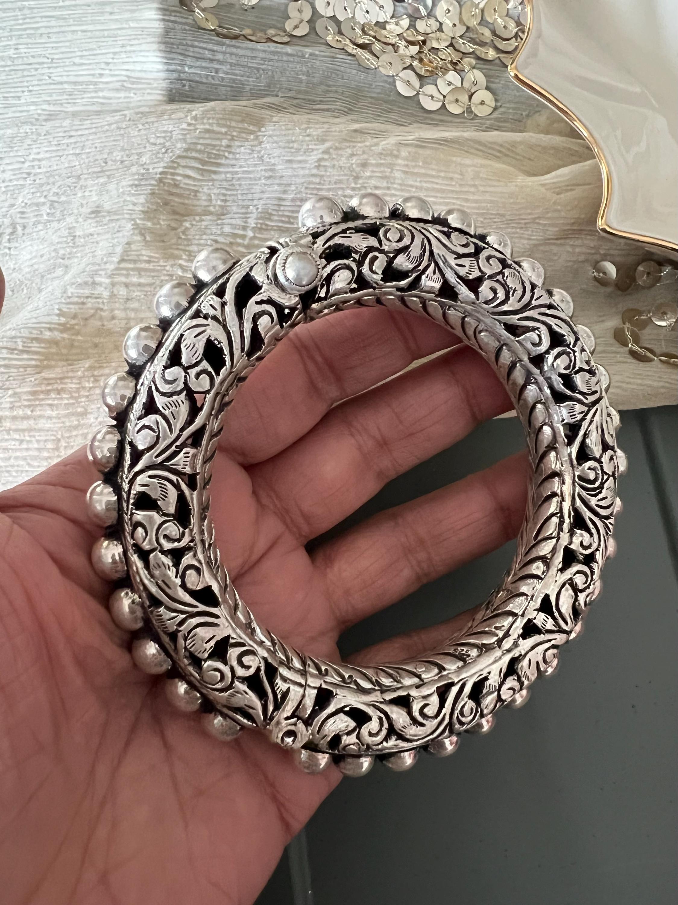 Exquisite Antique Kada With Chitai Work in Pure 925 Silver - Etsy