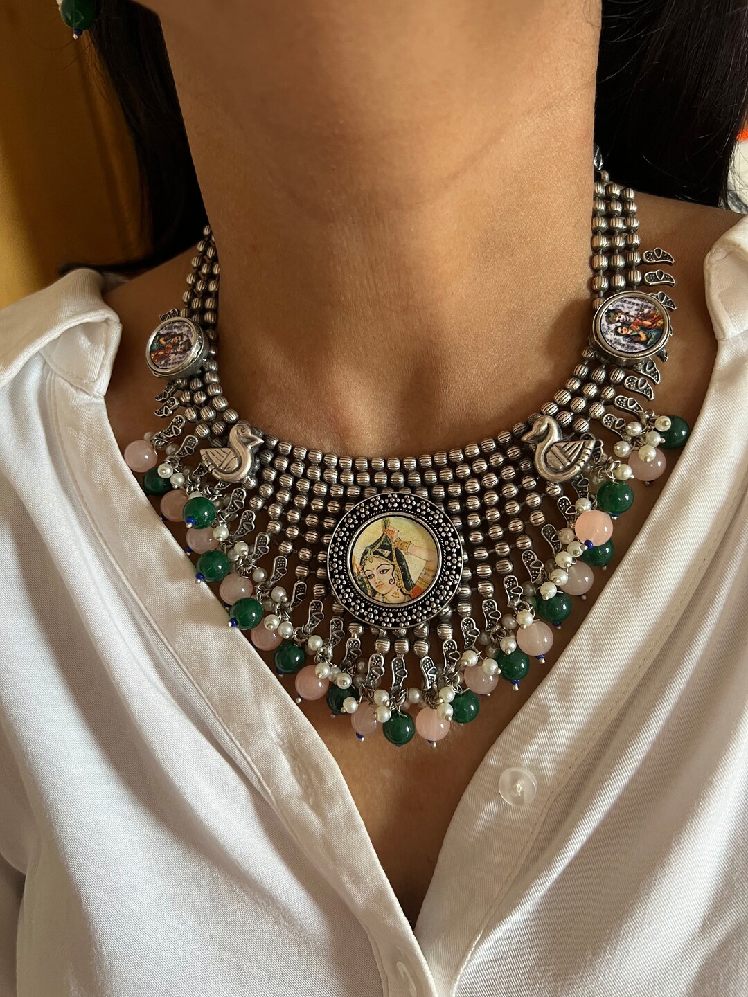 Timeless Antique Pearl Choker Necklace Set - Etsy
