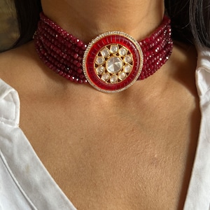Victorian Kundan Choker Necklace with Earrings / Wedding Necklace Set/ Indian Kundan Jewellery