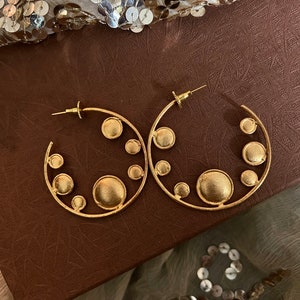 Designer Gold Tone Hoops/ Statement Hoops/ Stylish Hoops/ Hoop Earrings/ Fashion Earrings image 2