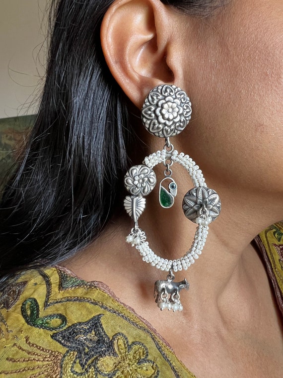 Silver danglers best sale