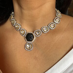 Victorian Kundan Choker Necklace with Earrings / Wedding Necklace Set/ Indian Kundan Jewellery