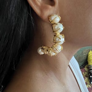 Classy Pearl Hoop Earrings