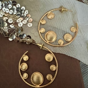 Designer Gold Tone Hoops/ Statement Hoops/ Stylish Hoops/ Hoop Earrings/ Fashion Earrings image 3