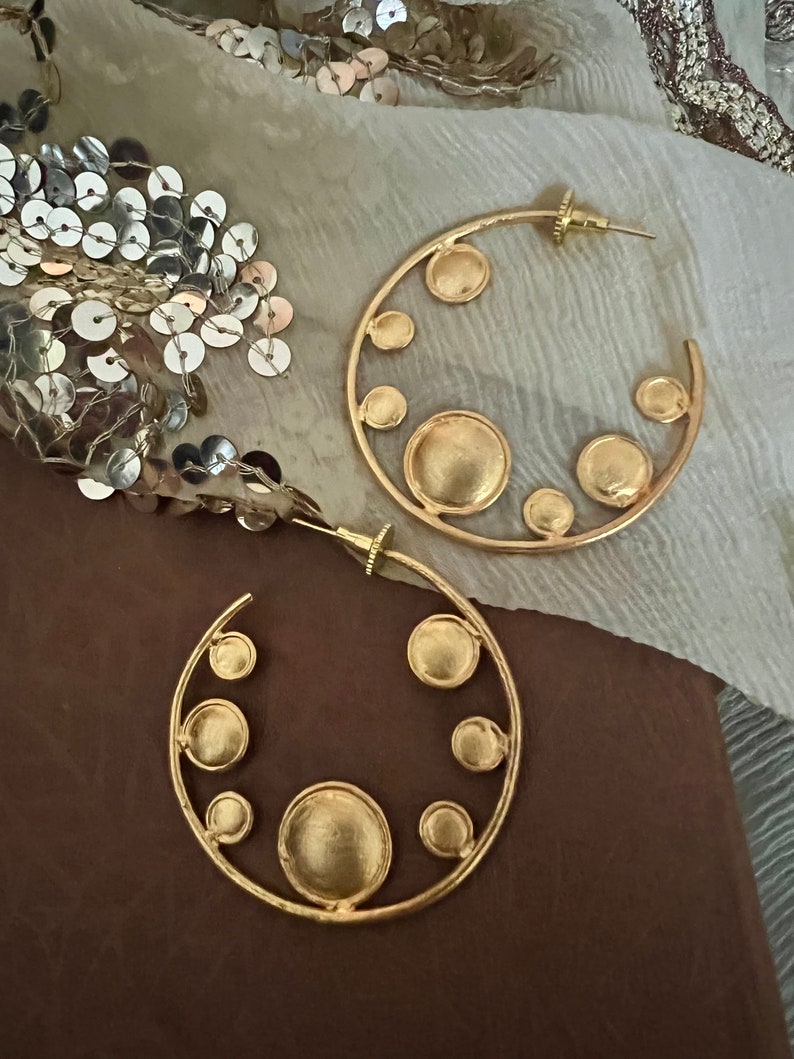 Designer Gold Tone Hoops/ Statement Hoops/ Stylish Hoops/ Hoop Earrings/ Fashion Earrings image 3