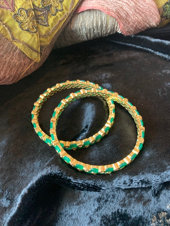 Emerald Green AD Bangles set of 2 Indian Bangles Wedding Bangles