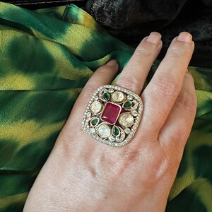 Gorgeous Kundan Zirconium Ring/ Designer Ring/ Wedding Ring/ Wedding Jewellery/ Kundan Ring/ Stylish Ring