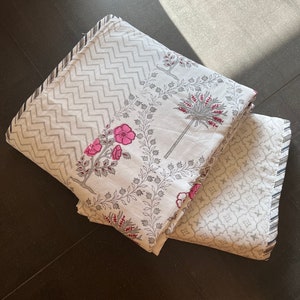 Jaipur Dohar/ Block Printed Jaipur Dohar/ Reversible Cotton Dohar/ Handmade Dohar/ Hand Block Printed Comforter