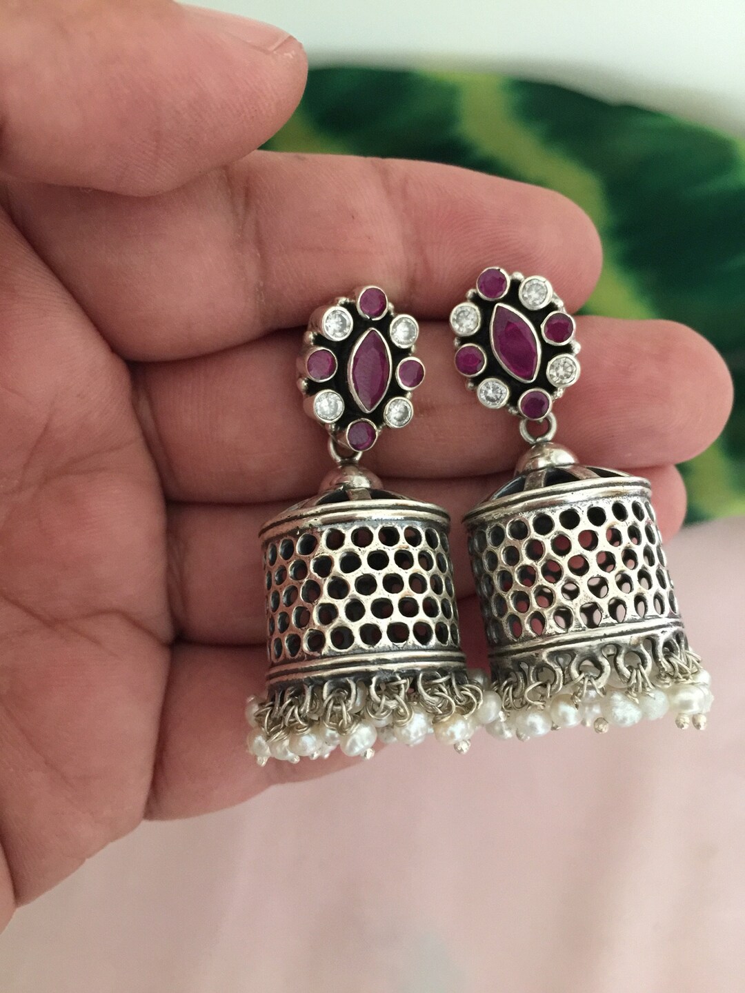 Pure Silver Drishti Mint Earring main image 0