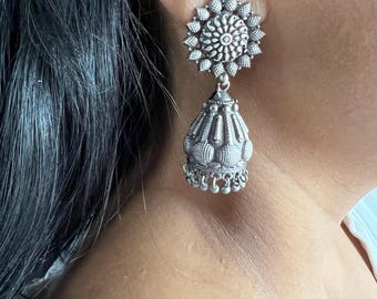Antique Oxidized Jhumka Earrings | Statement Jewelry by SHIVKA