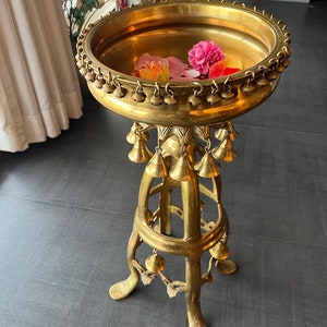 Elegant Brass Urli with Bell Stand - Timeless Beauty