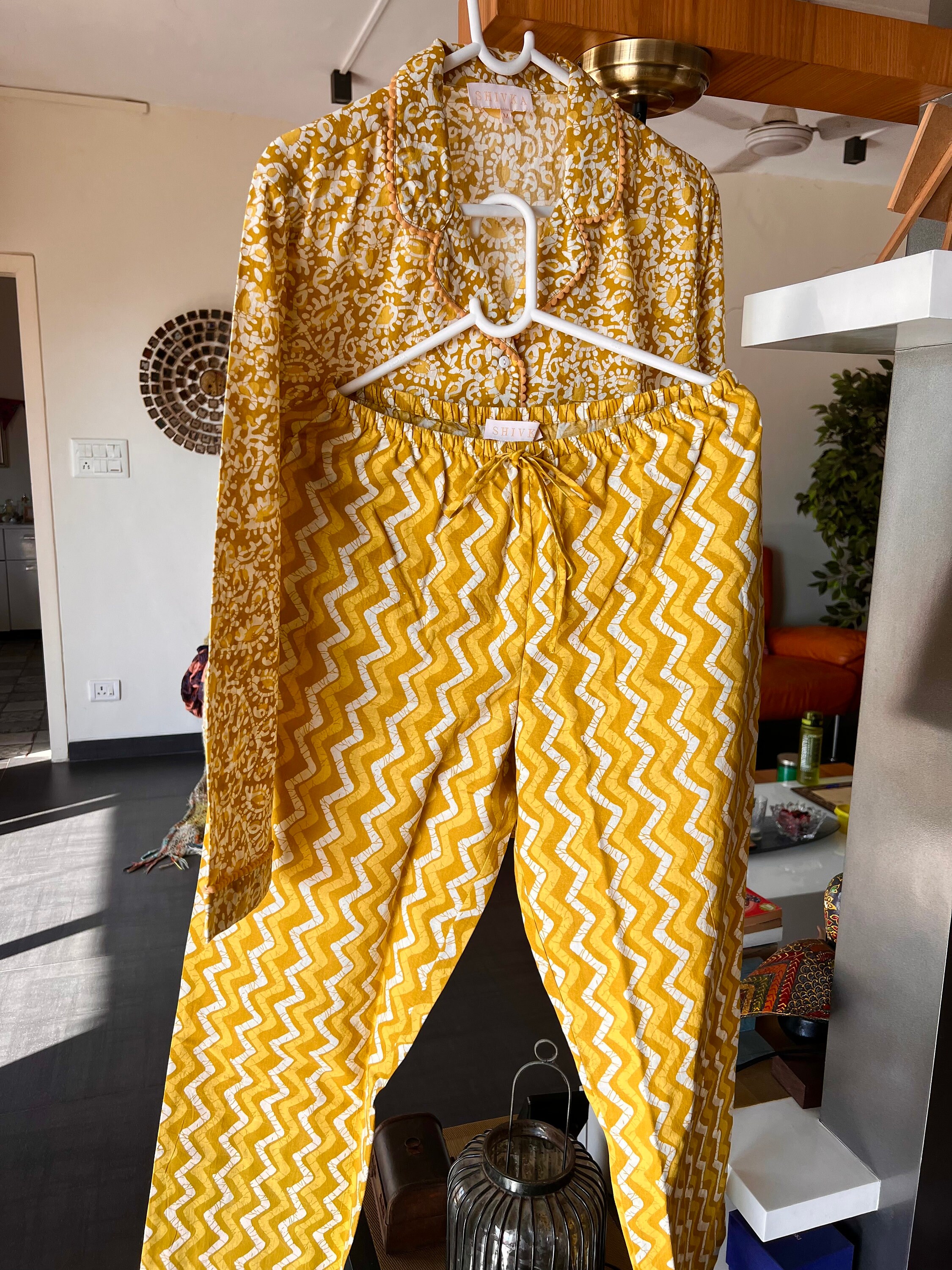 Yellow Print Cotton Night Suit Ladies Night Suit Set Night Wear Sleep Wear Etsy UK