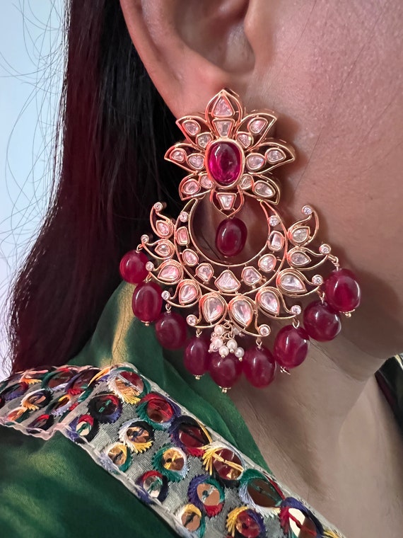 Red bridal best sale earrings