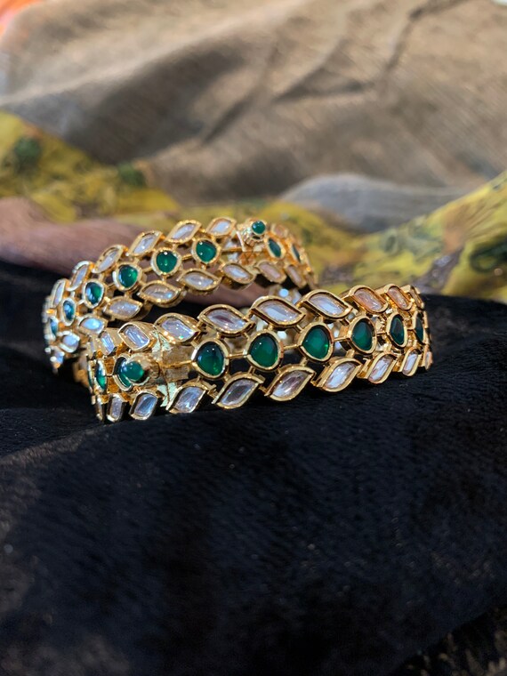Kundan bangles set online deals