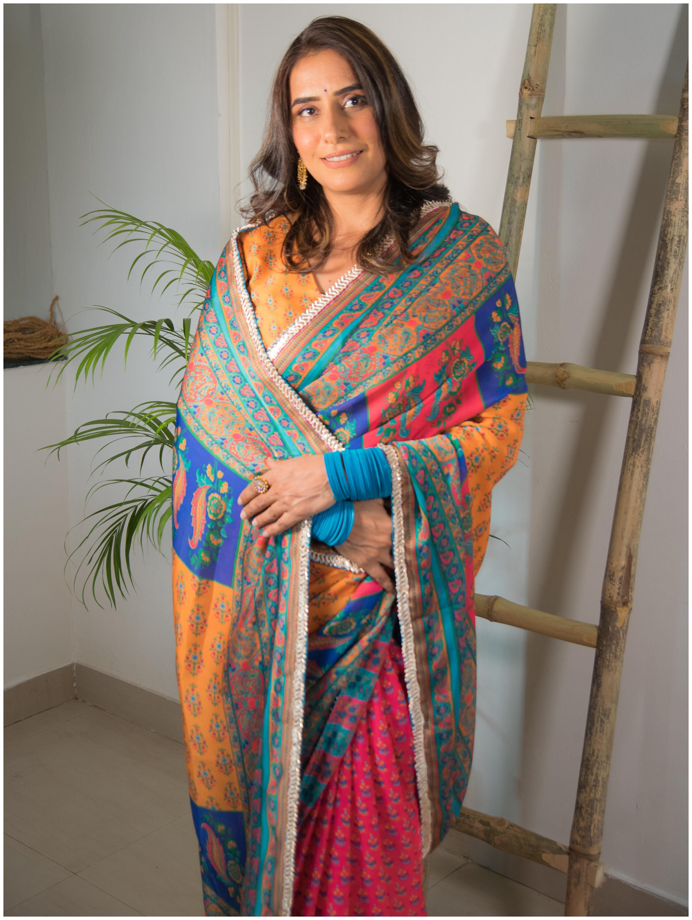 Pink Teal Saree- Sehr