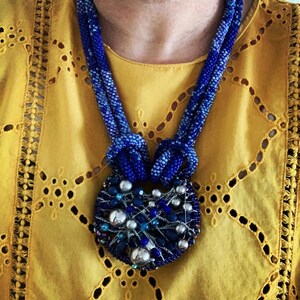 Gorgeous Blue Beaded Necklace