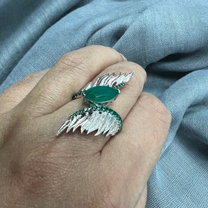 Designer Pure 925 Silver Green Agate Ring