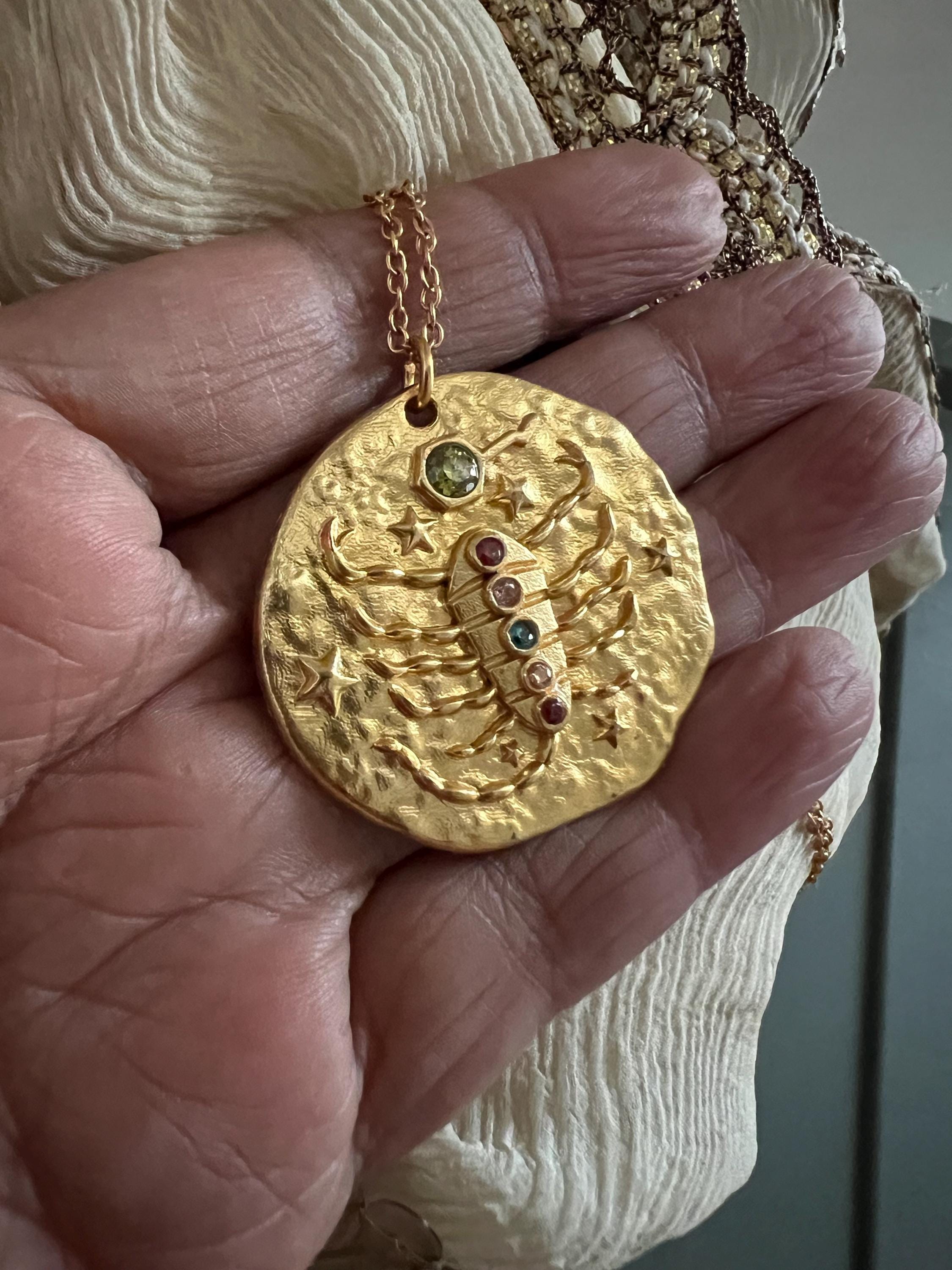 Scorpio Gemstone Zodiac Pendant Necklace – SHIVKA