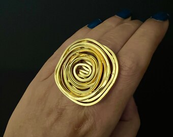 Statement Gold Tone Ring/ One of a Kind Ring/ Designer Ring