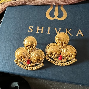 Designer Gold Tone Stud Earrings/ Statement Earrings/ Bridesmaid Earrings/ Designer Earrings