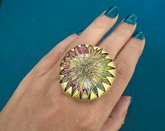 Statement Gold Tone Ring/ One of a Kind Ring/ Designer Ring - Etsy