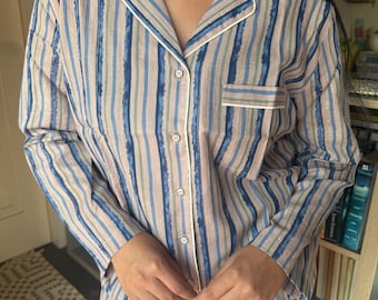 Striped Cotton Pajama Set, Indian Print Night Suit