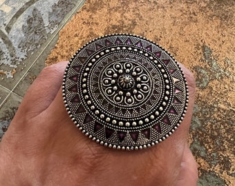 Antique Oversized Stones Ring/ Brass Ring/ Indian Jewellery