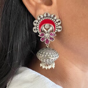 Handmade Brass Enamelled Jhumkas