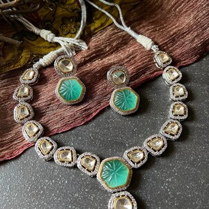 Victorian Kundan Choker Necklace with Earrings / Wedding Necklace Set/ Indian Kundan Jewellery