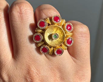 925 Silver Antique CZ Handmade Ring | Adjustable | SHIVKA