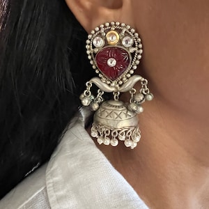 Designer Carved Stone Jhumka Earrings - Premium Quality, Exquisite Craftsmanship