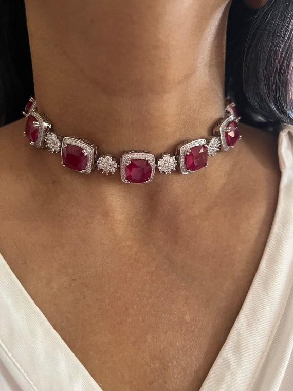 Faux diamond shop choker necklace