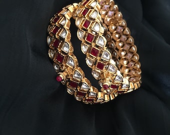 Classic Kundan Wedding Bangles - Set of 2