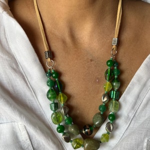 Beaded Necklace with Stone Studs