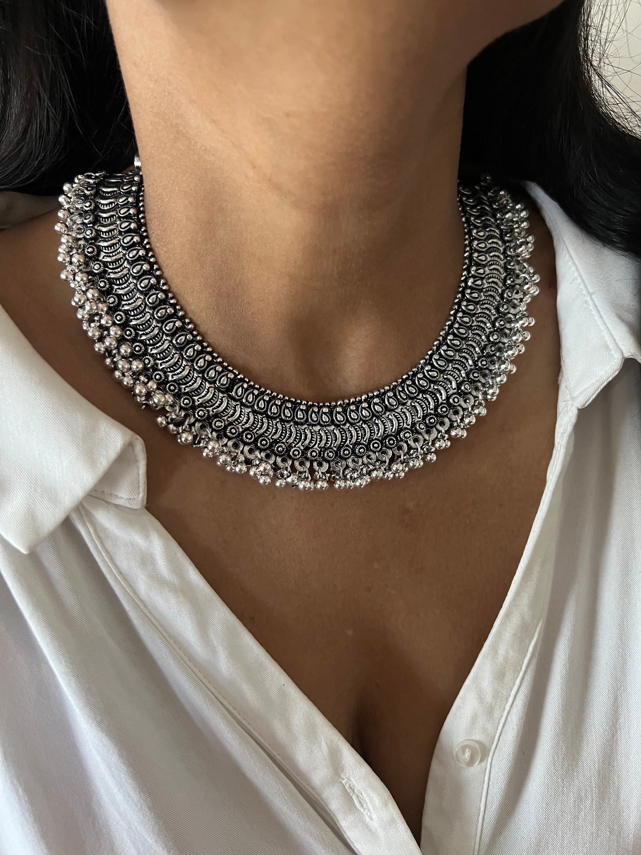 Collier en argent du rajasthan inde conception traditionnelle
