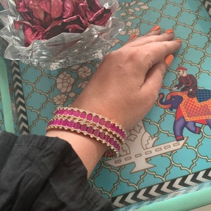 Ruby AD Bangles ~ Set of Two/ Indian Bangles/ Wedding Bangles/ Statement Bangles