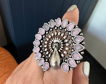 Peacock Ring/ Handcrafted Ring/ Handmade Ring/ Brass Ring/ Oxidised Ring