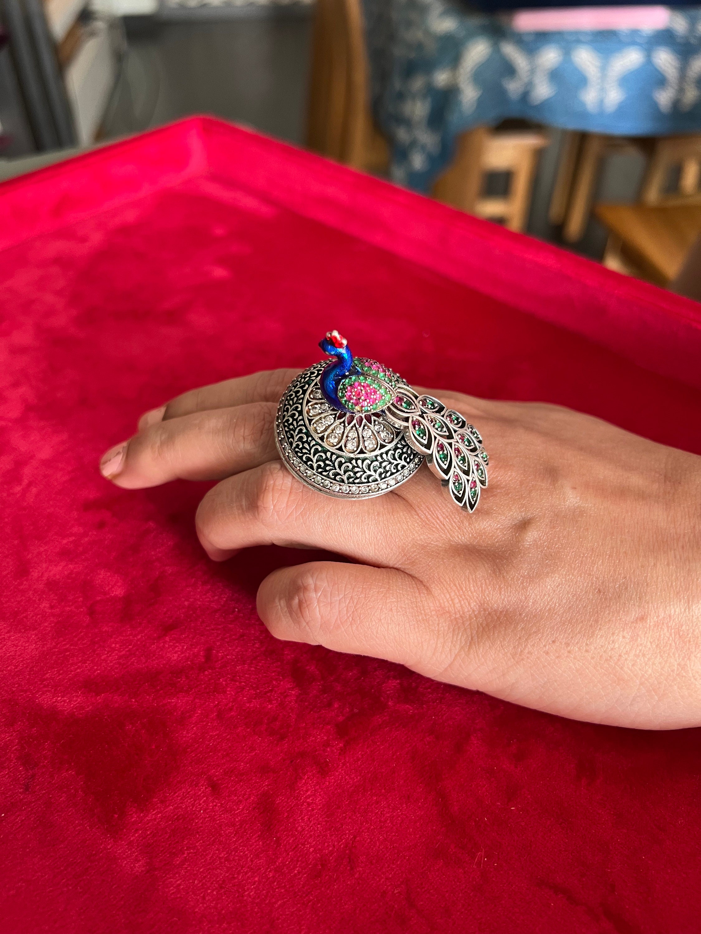 Buy Tvayaa Art Indian Stylish Peacock Design Ring Traditional Statement  Women & Girls Fashion Jewellery Online at Best Prices in India - JioMart.