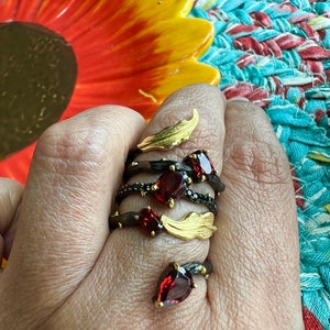 Designer Pure 925 Silver Garnet Ring