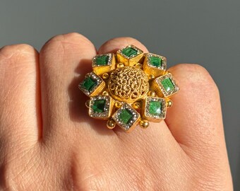 925 Silver Antique CZ Handmade Ring | Adjustable | SHIVKA