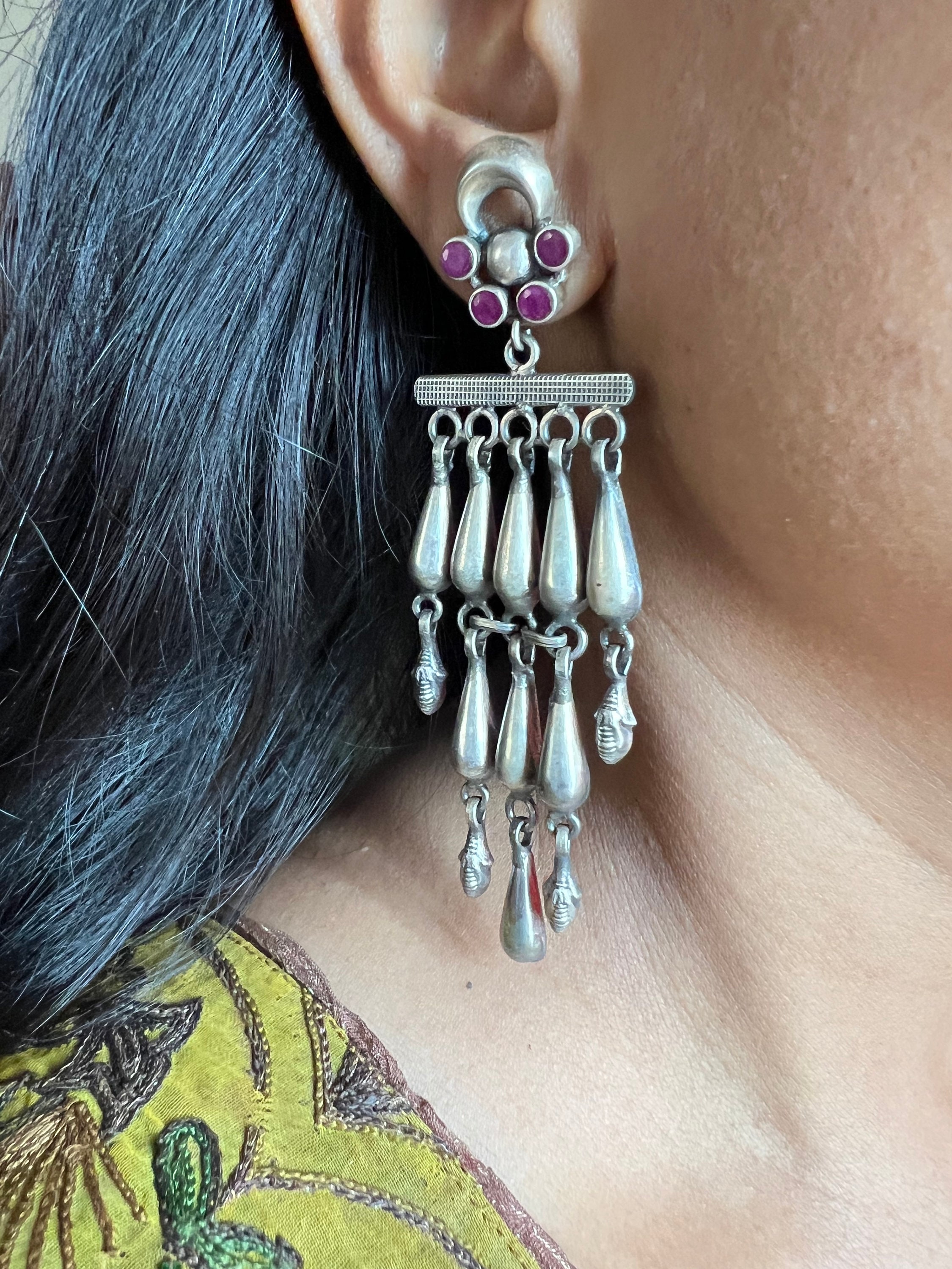 Dancing Doll Sterling Silver Long Earrings/ Pure Silver