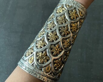 Antique Rajasthani Open Cuff - Premium Quality Silver Replica