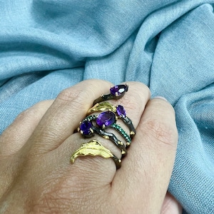 Designer Pur 925 Silber Amethyst Ring