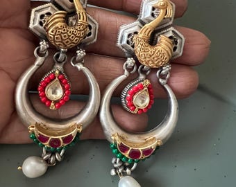 Tribal Peacock 925 Silver Earrings | SHIVKA